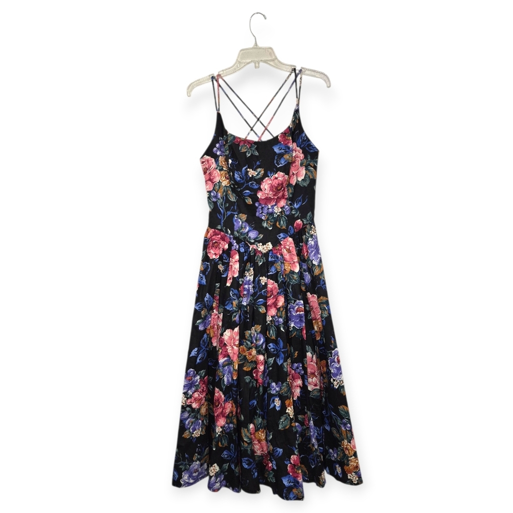 GEARY ROARK FOR KAMISATO Vintage 90s Floral Fit And Flare Dress